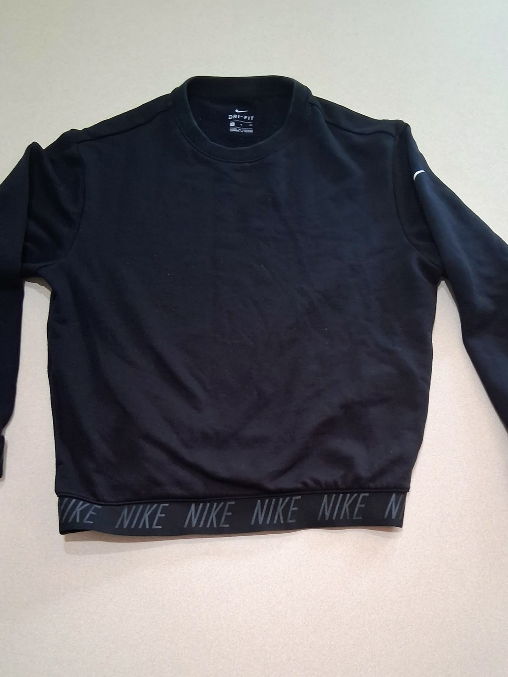 Nike Black Crewneck Sweatshirt with Branded Hem Small